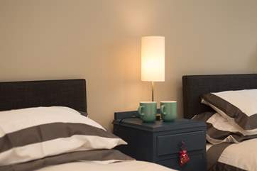 This is a calm and soothing room with plenty of space whether set up as twins or as a super-king sized double.
