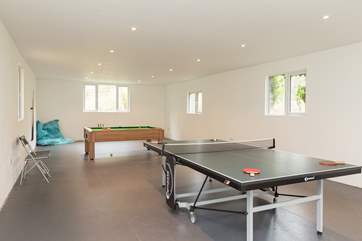 In a separate purpose building at the back of the farmhouse is this great games-room.