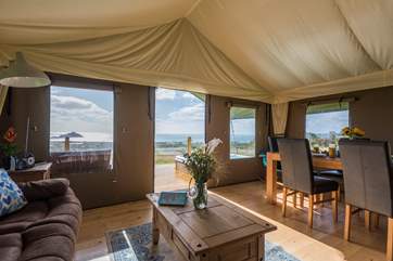 From inside and outside of this spacious safari tent, the views are simply stunning.