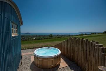What a fabulous place to relax in the hot tub and watch the world go by on the sea and countryside below.