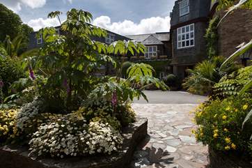 The entrance to the Budock Vean Hotel.