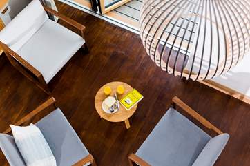 Looking down onto the gorgeous living room.