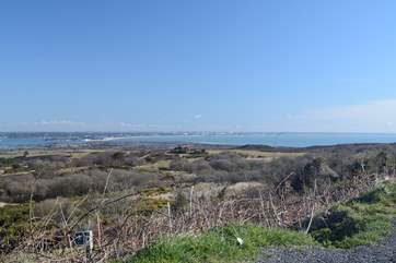 From the Isle of Purbeck, looking back across Poole Harbour and Bournemouth Bay.
