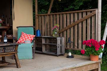 The deck is perfect for relaxing with a good book.