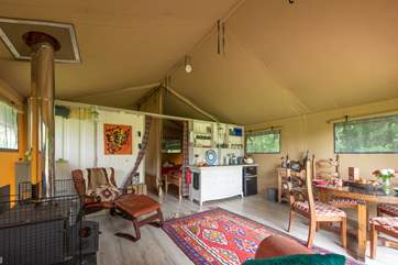 The living area leads through to the bedrooms.