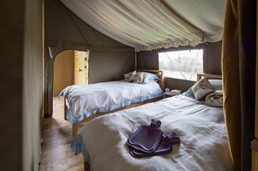 The twin room has gorgeous bedding too, hot water bottles are available for super warm cosy feet.