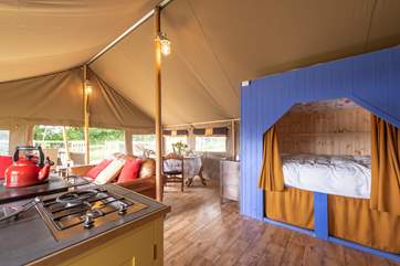 The cabin bed is a little den, where you can read by torchlight under the bedclothes and maybe even have a midnight feast!