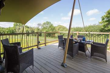 Magnificent views from the deck, over the Blackmore Vale.