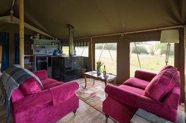 Gascon has a French theme and these fabulous pink sofas are great to snuggle into after a hard day of holidaying!