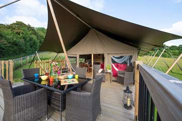 There are magnificent views from the deck, over the Blackmore Vale.