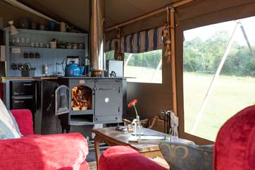Snuggle up around the fire after a day of exploring.