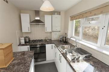 The compact, but surprisingly well equipped, kitchen.