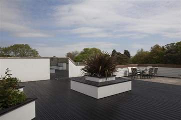 The decked roof terrace which is not overlooked.
