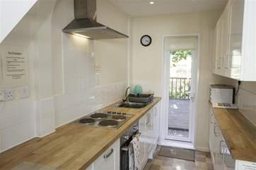 The compact kitchen.