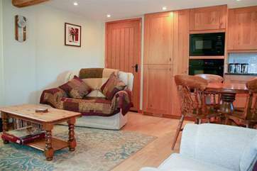 The kitchen and living area.