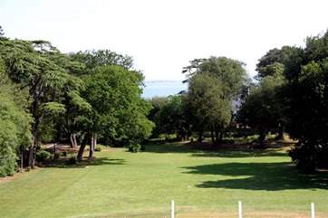 The communal grounds lead down to the sea.