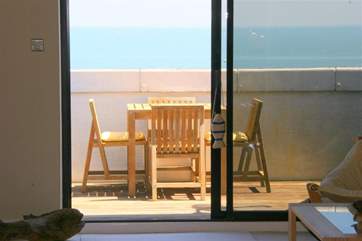 The balcony off the living room gives stunning views over the Solent.