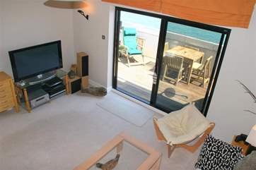 The living room from the mezzanine level.