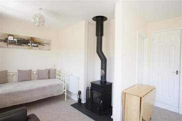 The wood burning stove.