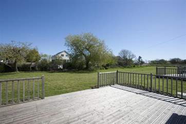 The back deck is perfect for sitting in the sun or having a picnic.