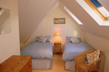 The twin bedroom is in the loft, on the second floor, lovely and spacious, a real hideaway for the teenagers