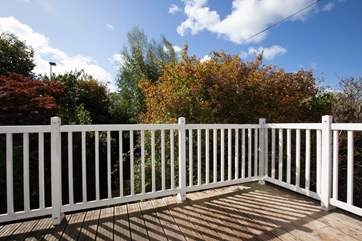 The sunny decking at the rear of the property
