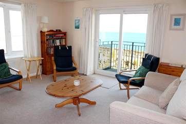 Living area with sea views