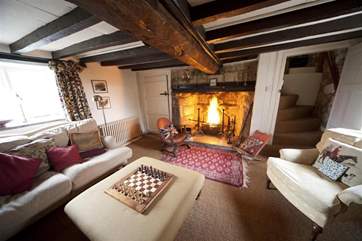 Beautiful low-ceilinged beamed living room