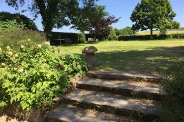 The garden is enclosed on three sides.