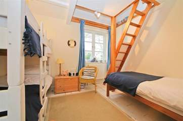 The family bedroom on the first floor. Please note that the ladder is not for guest use