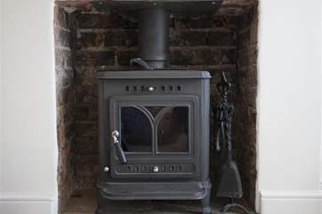 The woodburning stove.