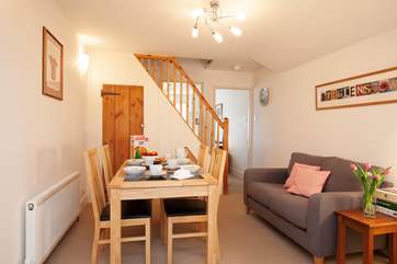 The dining area has additional seating