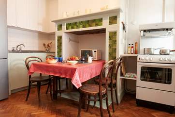The eat-in kitchen is perfect for a hardy breakfast before a day at the beach.