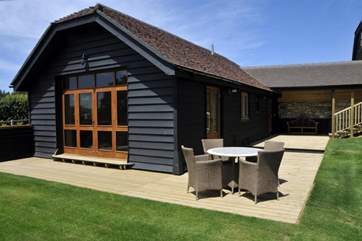 Wrap around patio with outside dining area