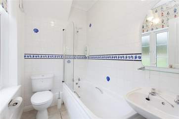 The clean and bright bathroom.