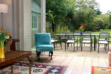 From living room through to patio and outside dining area