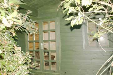 Chalet bedroom at the bottom of the enclosed garden