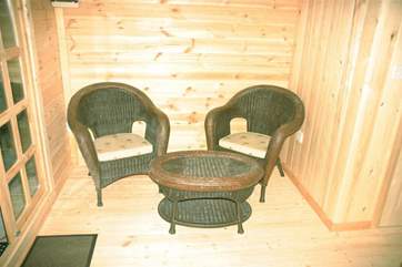 Seating area to enjoy a peaceful morning coffee in the chalet