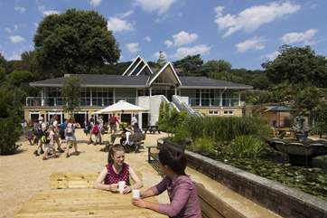 Enjoy a coffee or light lunch whilst admiring the fishpond - you may be lucky enough to stay when the giant lillies are on display!