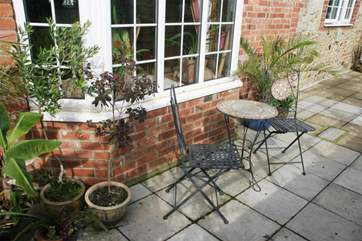 Pretty patio at the front of The Barn