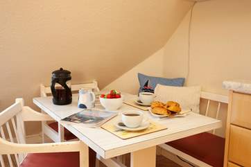 The kitchen/dining area is the perfect spot for morning coffee.