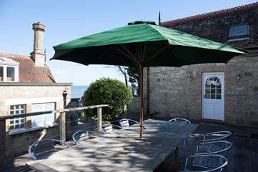 Raised deck at the rear for outside dining