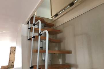 These stairs lead to the the twin bedroom situated in the eves