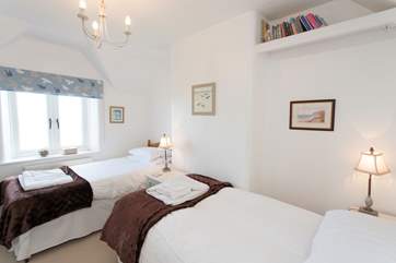 Trevessa has a lovely twin bedroom with sea views.
