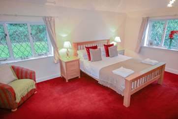 Double bedroom with King size bed and sea views