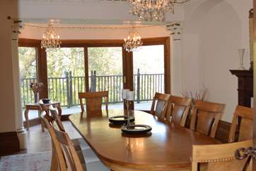 Dining room through to patio doors to decking