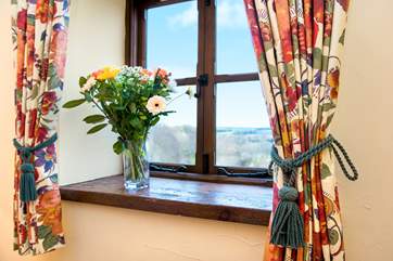 Views out over the rolling countryside from the master bedroom.