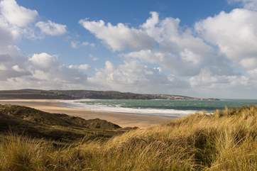 The view across from Mexico Towans towards St Ives in the distance.