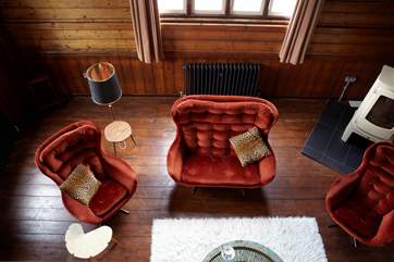 The furniture is a mix of retro classic and modern