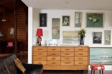 Living area with an eclectic range of retro furniture